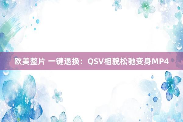 欧美整片 一键退换：QSV相貌松驰变身MP4