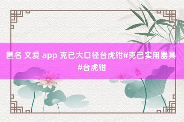 匿名 文爱 app 克己大口径台虎钳#克己实用器具 #台虎钳