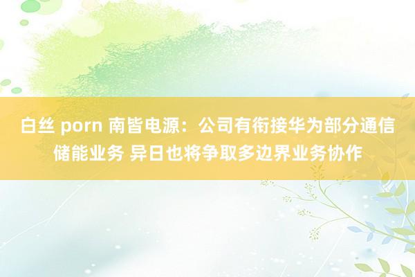 白丝 porn 南皆电源：公司有衔接华为部分通信储能业务 异日也将争取多边界业务协作