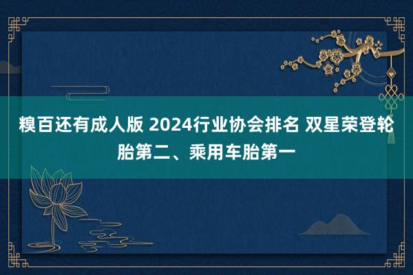 糗百还有成人版 2024行业协会排名 双星荣登轮胎第二、乘用车胎第一