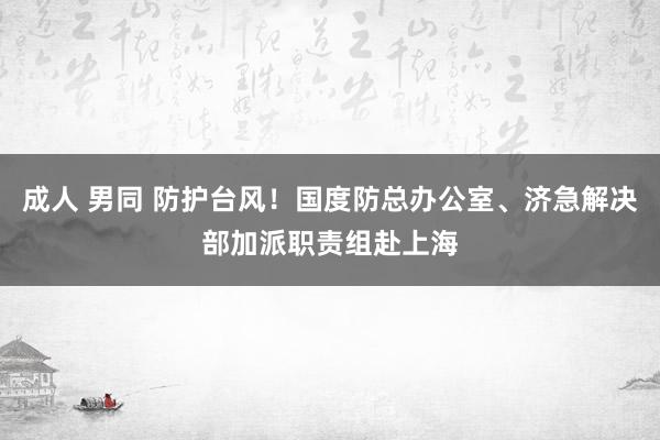 成人 男同 防护台风！国度防总办公室、济急解决部加派职责组赴上海