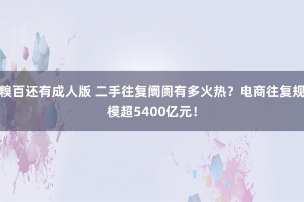 糗百还有成人版 二手往复阛阓有多火热？电商往复规模超5400亿元！