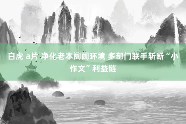 白虎 a片 净化老本阛阓环境 多部门联手斩断“小作文”利益链