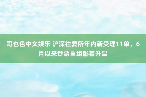 哥也色中文娱乐 沪深往复所年内新受理11单，6月以来钞票重组彰着升温