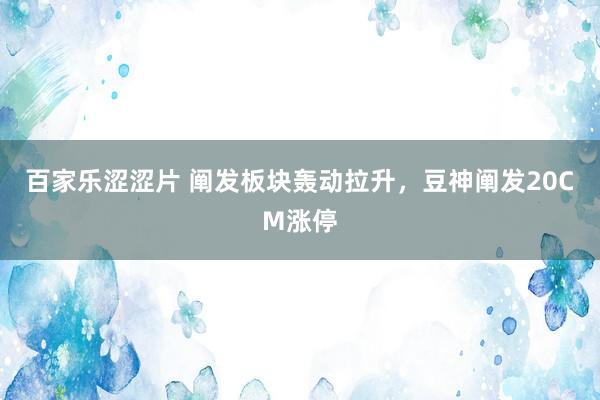 百家乐涩涩片 阐发板块轰动拉升，豆神阐发20CM涨停