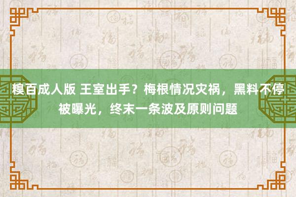 糗百成人版 王室出手？梅根情况灾祸，黑料不停被曝光，终末一条波及原则问题