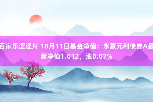 百家乐涩涩片 10月11日基金净值：永赢元利债券A最新净值1.012，涨0.07%