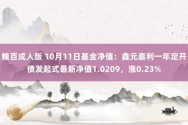 糗百成人版 10月11日基金净值：鑫元嘉利一年定开债发起式最新净值1.0209，涨0.23%