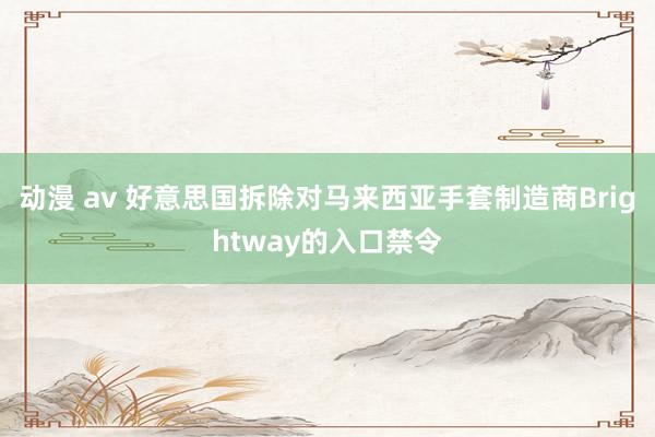 动漫 av 好意思国拆除对马来西亚手套制造商Brightway的入口禁令