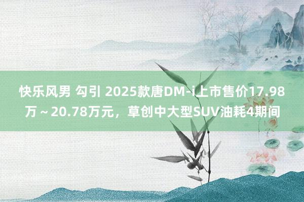 快乐风男 勾引 2025款唐DM-i上市售价17.98万～20.78万元，草创中大型SUV油耗4期间