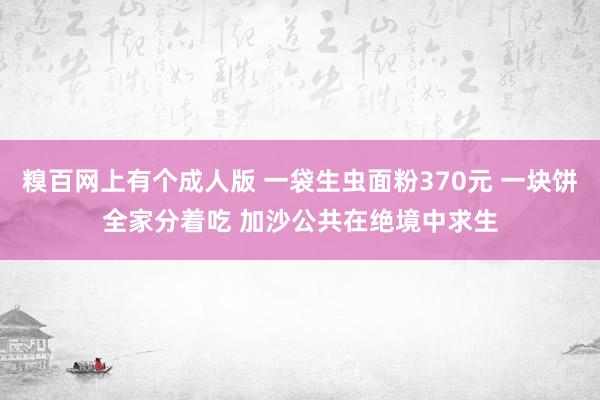 糗百网上有个成人版 一袋生虫面粉370元 一块饼全家分着吃 加沙公共在绝境中求生