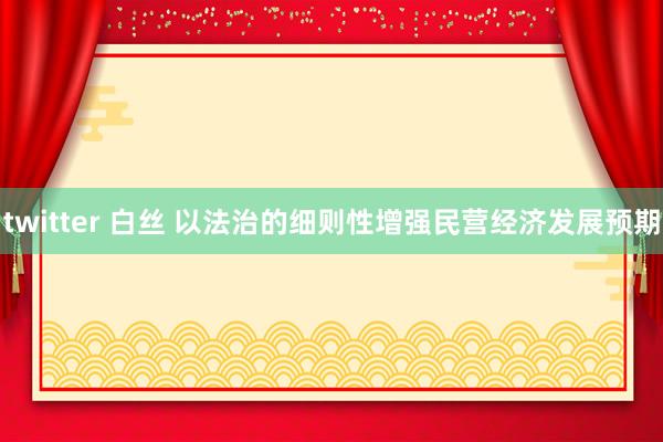 twitter 白丝 以法治的细则性增强民营经济发展预期