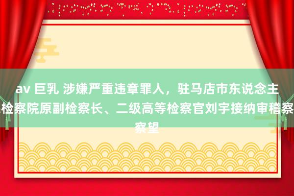 av 巨乳 涉嫌严重违章罪人，驻马店市东说念主民检察院原副检察长、二级高等检察官刘宇接纳审稽察望