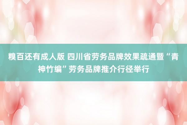 糗百还有成人版 四川省劳务品牌效果疏通暨“青神竹编”劳务品牌推介行径举行