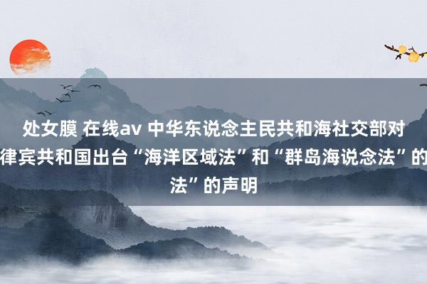 处女膜 在线av 中华东说念主民共和海社交部对于菲律宾共和国出台“海洋区域法”和“群岛海说念法”的声明