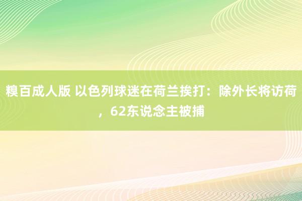 糗百成人版 以色列球迷在荷兰挨打：除外长将访荷，62东说念主被捕