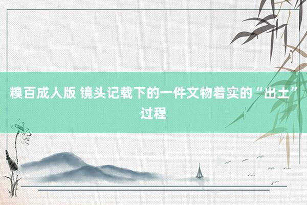 糗百成人版 镜头记载下的一件文物着实的“出土”过程