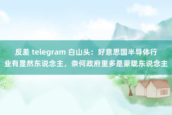 反差 telegram 白山头：好意思国半导体行业有显然东说念主，奈何政府里多是蒙眬东说念主