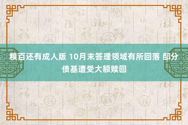 糗百还有成人版 10月末答理领域有所回落 部分债基遭受大额赎回