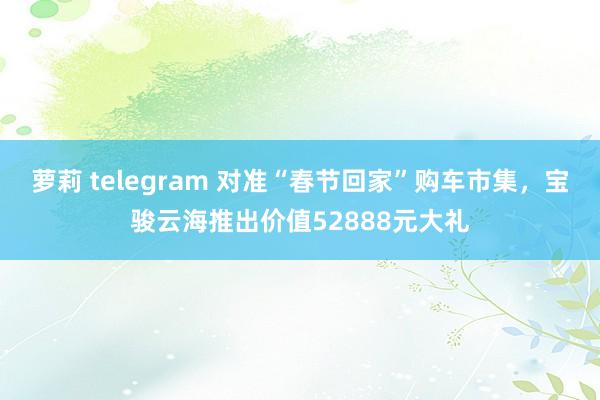 萝莉 telegram 对准“春节回家”购车市集，宝骏云海推出价值52888元大礼