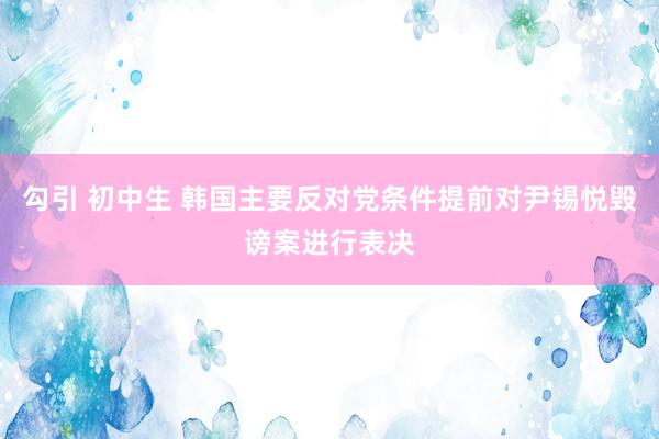 勾引 初中生 韩国主要反对党条件提前对尹锡悦毁谤案进行表决