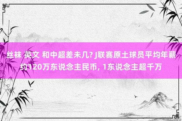 丝袜 英文 和中超差未几? J联赛原土球员平均年薪约120万东说念主民币， 1东说念主超千万