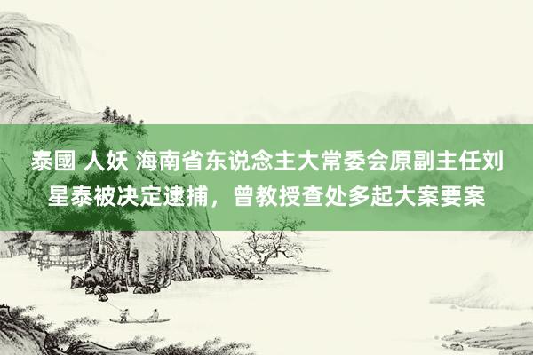 泰國 人妖 海南省东说念主大常委会原副主任刘星泰被决定逮捕，曾教授查处多起大案要案