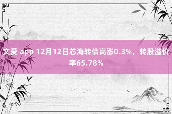 文爱 app 12月12日芯海转债高涨0.3%，转股溢价率65.78%