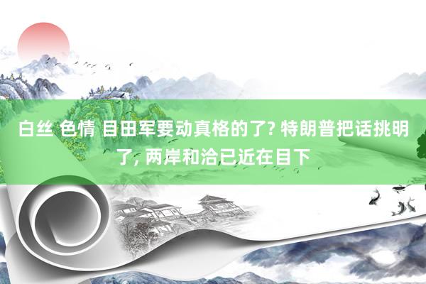 白丝 色情 目田军要动真格的了? 特朗普把话挑明了， 两岸和洽已近在目下