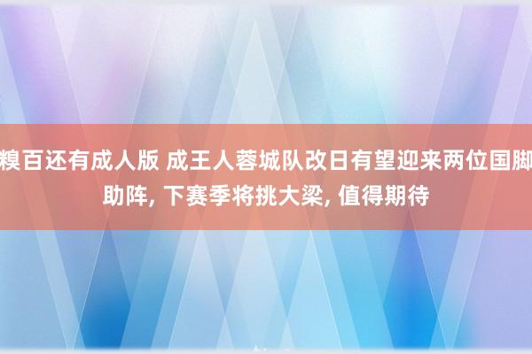 糗百还有成人版 成王人蓉城队改日有望迎来两位国脚助阵， 下赛季将挑大梁， 值得期待