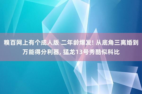 糗百网上有个成人版 二年龄爆发! 从底角三离婚到万能得分利器， 猛龙13号秀酷似科比