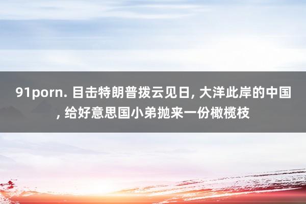 91porn. 目击特朗普拨云见日， 大洋此岸的中国， 给好意思国小弟抛来一份橄榄枝